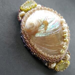 Elegant Hand Beaded Abalone Hair Clip